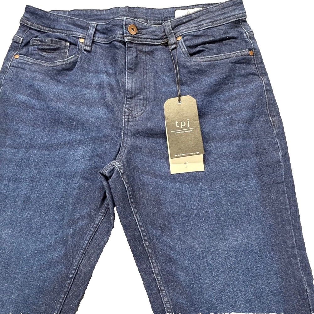 tpj Jeans Mens 36x30 Slim Thick Dark Blue Stretch 5 Pocket Zipper Fly SlimFit